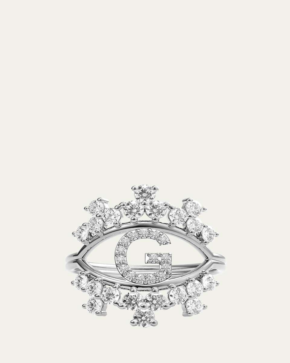 Sara 18K White Gold Diamond Ring, Letter G